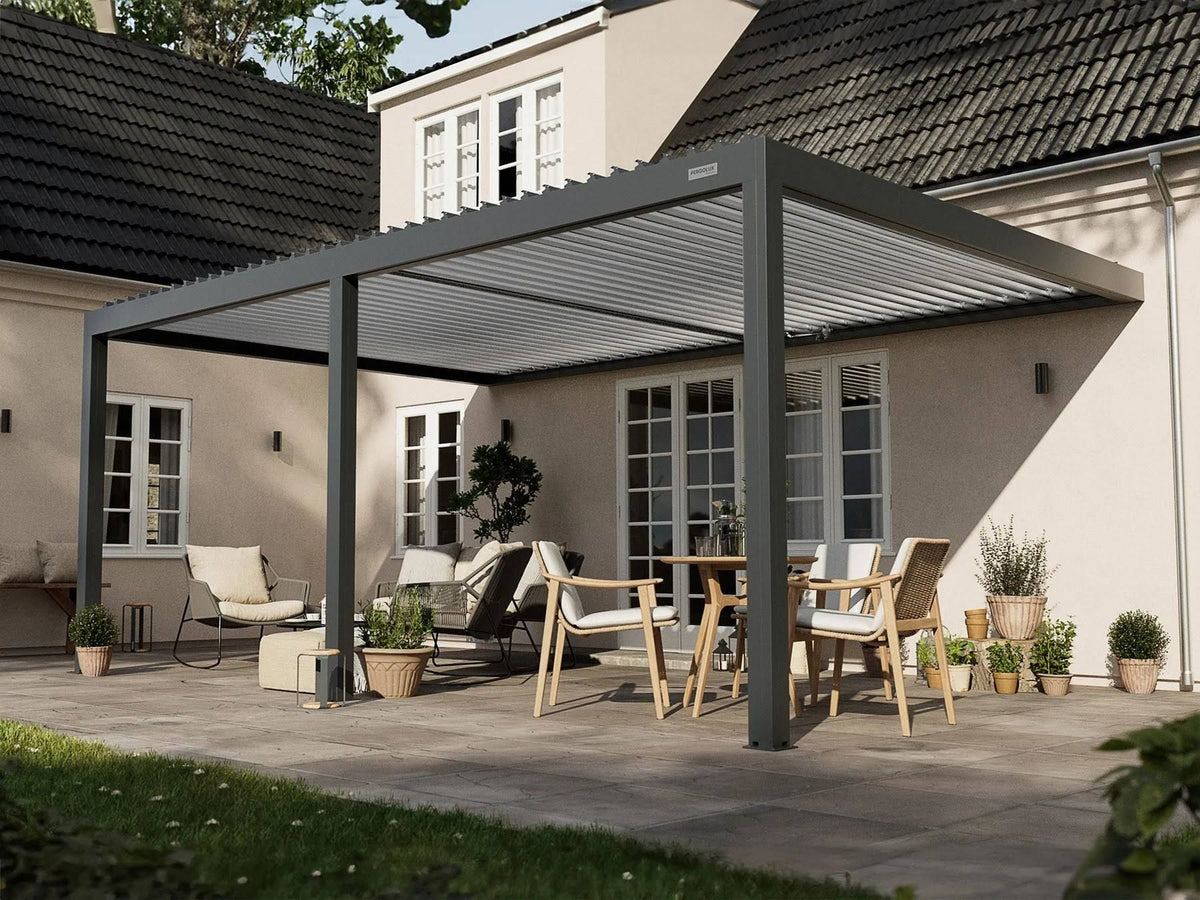pergolux Motorised Pergola Electric roof(Gris/Blanc)