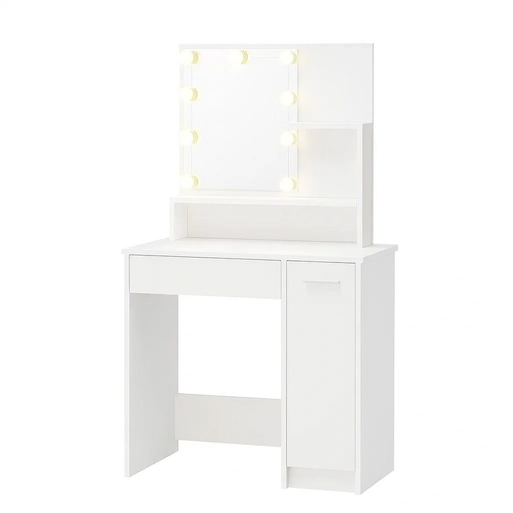 Coiffeuse blanche avec miroir éclairé(Blanc)