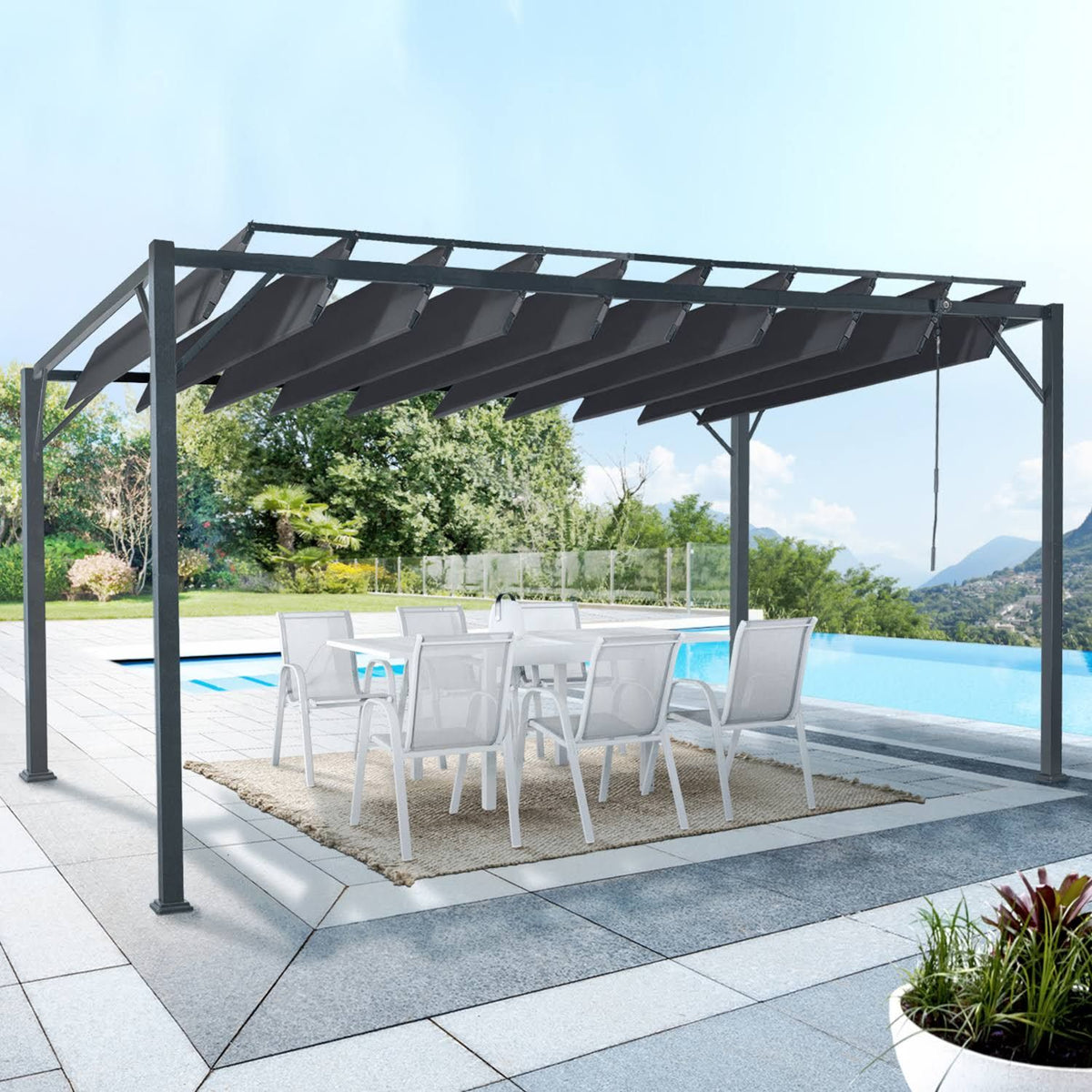 id market Pergola lames orientables 3x4 M gris anthracite(Gris Anthracite)