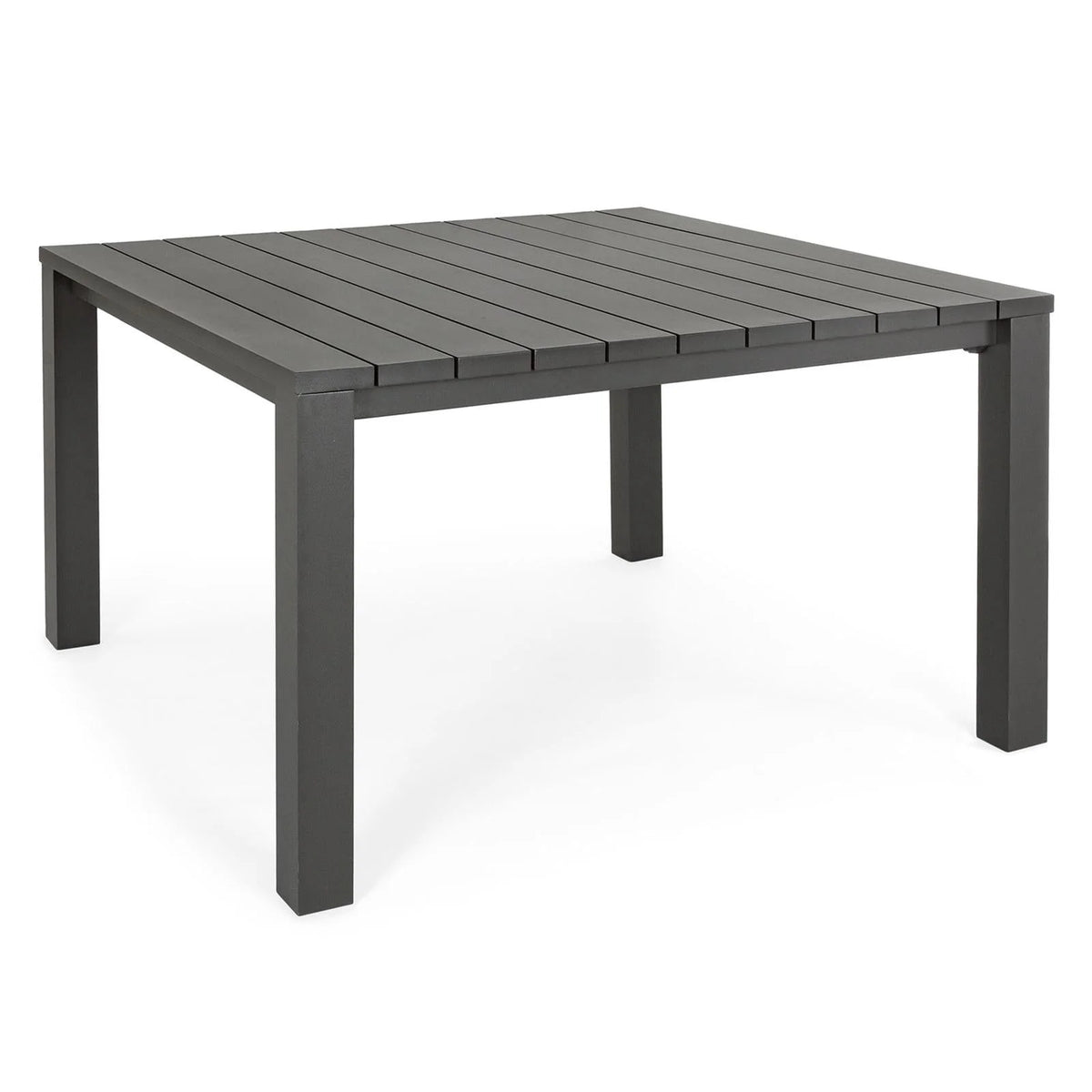 Table carrée Requin en lattes d'aluminium 160 cm pour un usage extérieur dans le jardin et la véranda(Anthracite/Tableau)