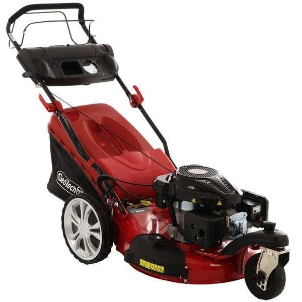 GeoTech Pro S53-3 BMSWG L200 - Tondeuse à gazon thermique tractée - Avec roue pivotante(Rouge/Noir)