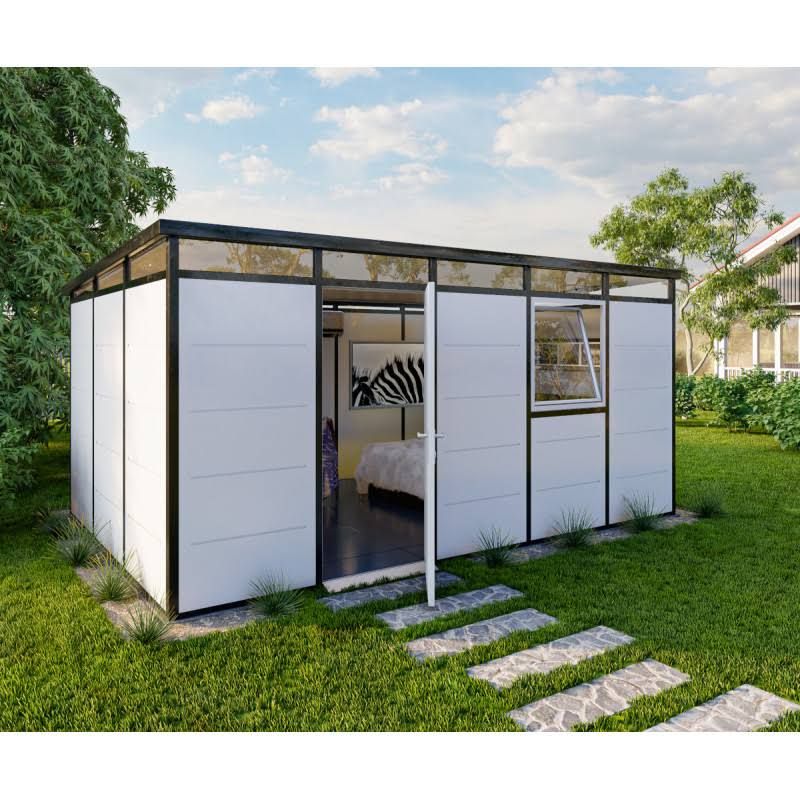 everbox Abri de jardin modulaire isolé 5x3m(Blanc/Noir)