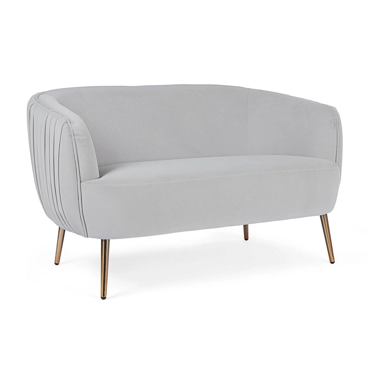 Canapé Linsay 2 places en velours pieds laiton 129 cm(Gris)