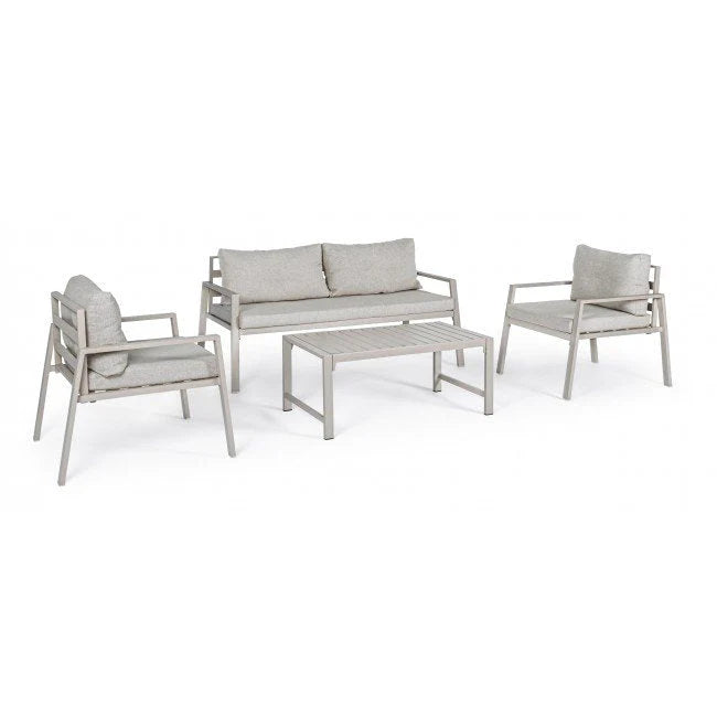 Salon d'extérieur moderne Lorillard en aluminium avec coussins de jardin et véranda(Ivoire)