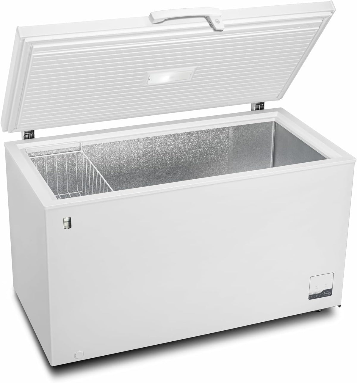 METRO Professional Congélateur bahut GHF2300, acier/aluminium, 112.5x61x83.5 cm, 300L, 95W, 1 panier, éclairage LED, 4 roulettes, avec serrure, blanc(Blanc)