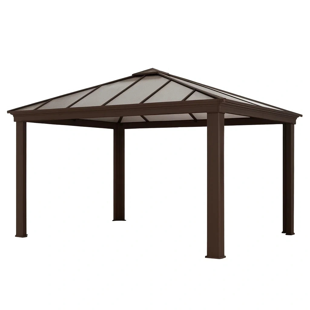 Tonnelle en polycarbonate et aluminium marron(Marron)
