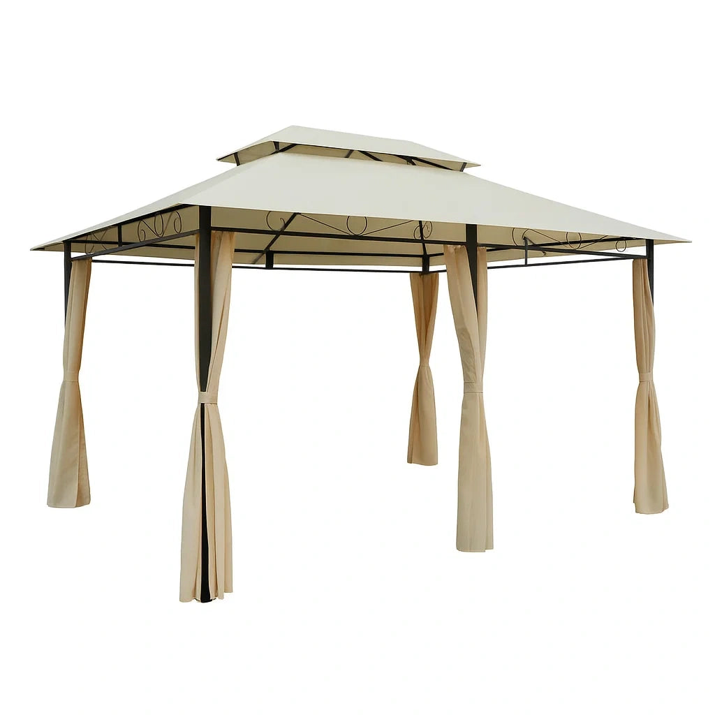 Pavillon en métal avec toit en polyester beige(Beige)