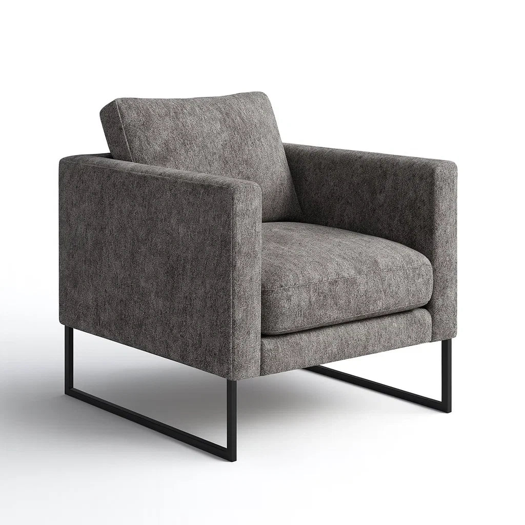 Fauteuil en tissu gris foncé à cadre métallique(Gris foncé)