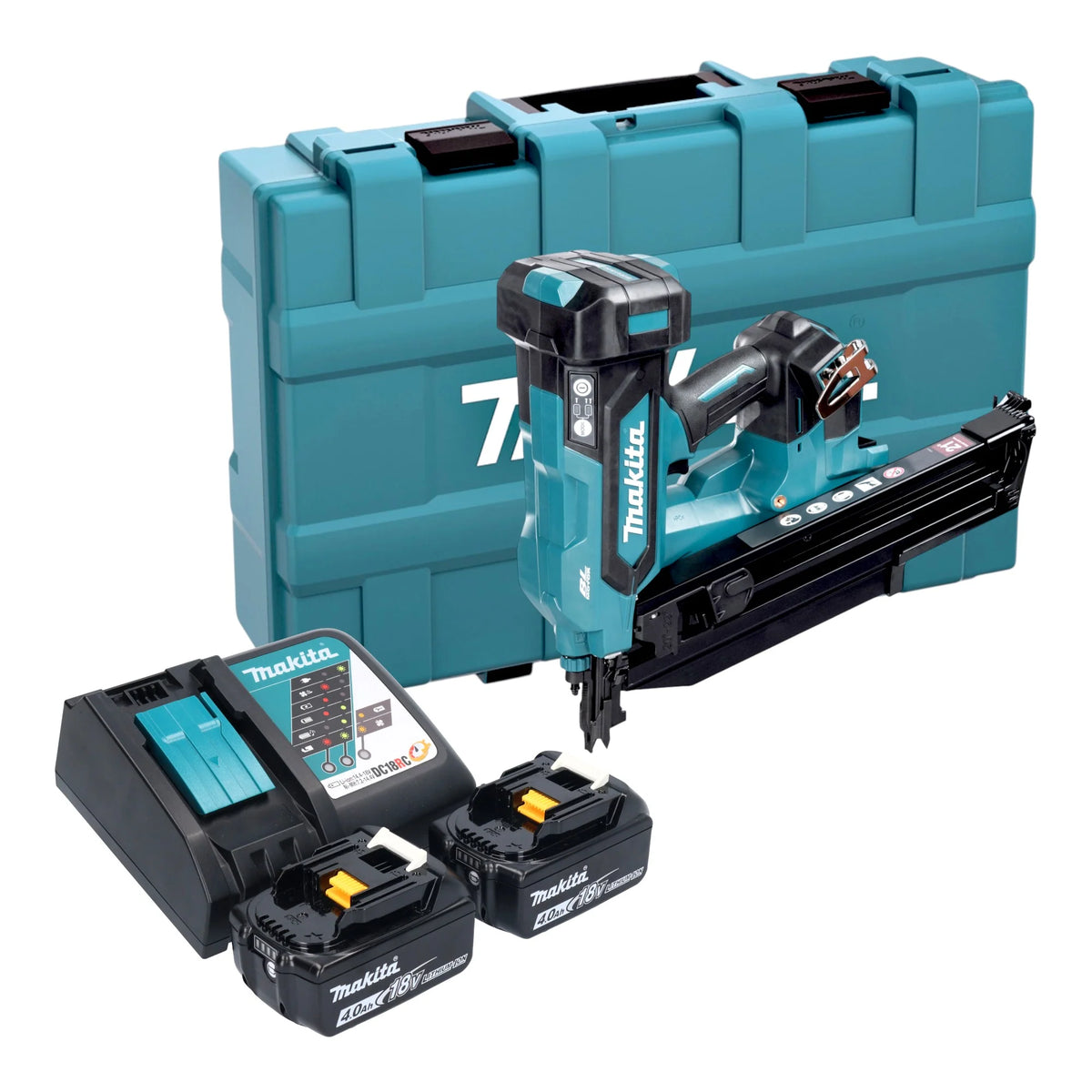 Makita DBN 901 RMK Cloueuse sans fil 18 V 50 - 90 mm Brushless + 2 batteries 4,0 Ah + chargeur + coffret