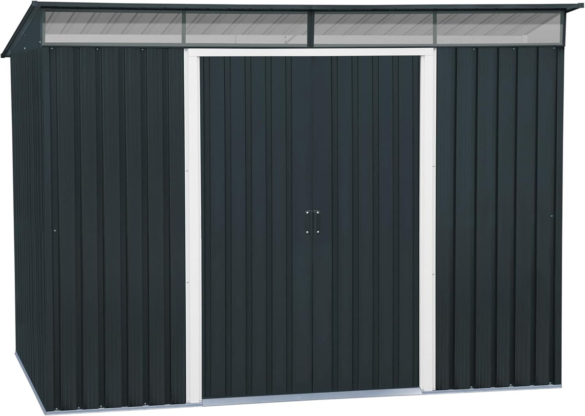 Duramax TOP Pent Roof Skylight 8 x 6 (4.37 m²) Abri de jardin en métal, fabriqué en acier galvanisé, structure de toit renforcée, lucarne intégrée pour la lumière du soleil, Anthracite