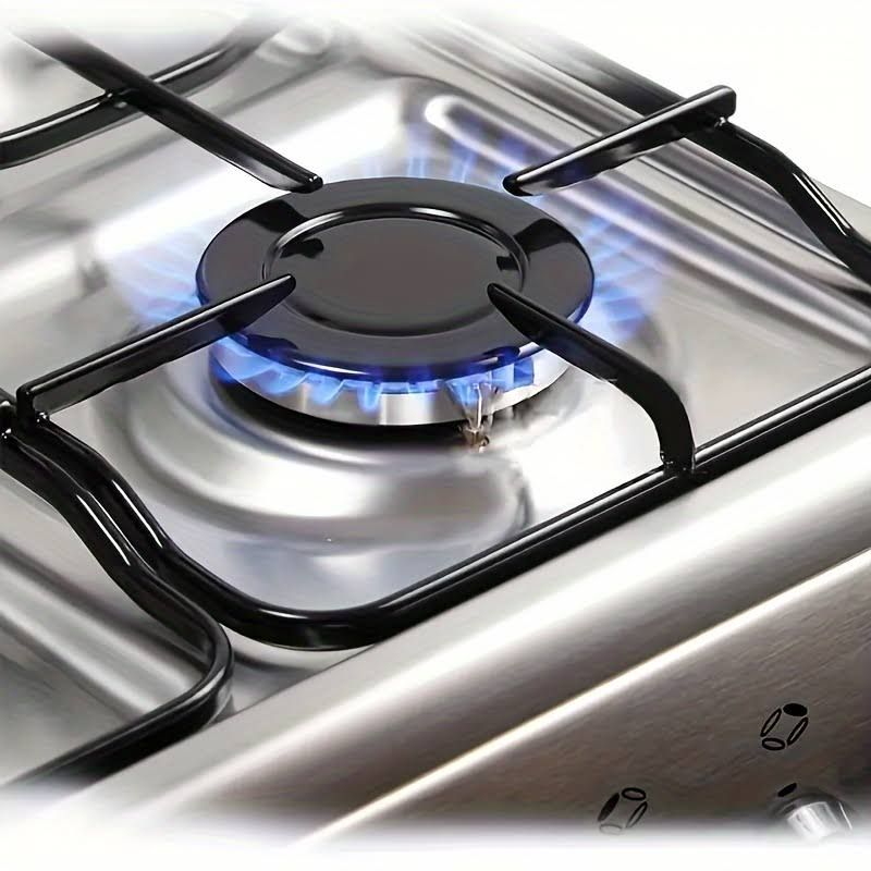 Ensemble de Cuisinière à Gaz 4 Feux avec Four et Couvercles - Plaque de Cuisson Professionnelle avec, فرن غاز منزلي, فران الغاز للمنزل, Four à gaz,(Noir/Argent)