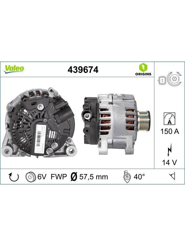 VALEO Alternateur 439674 PEUGEOT(Gris/Noir)