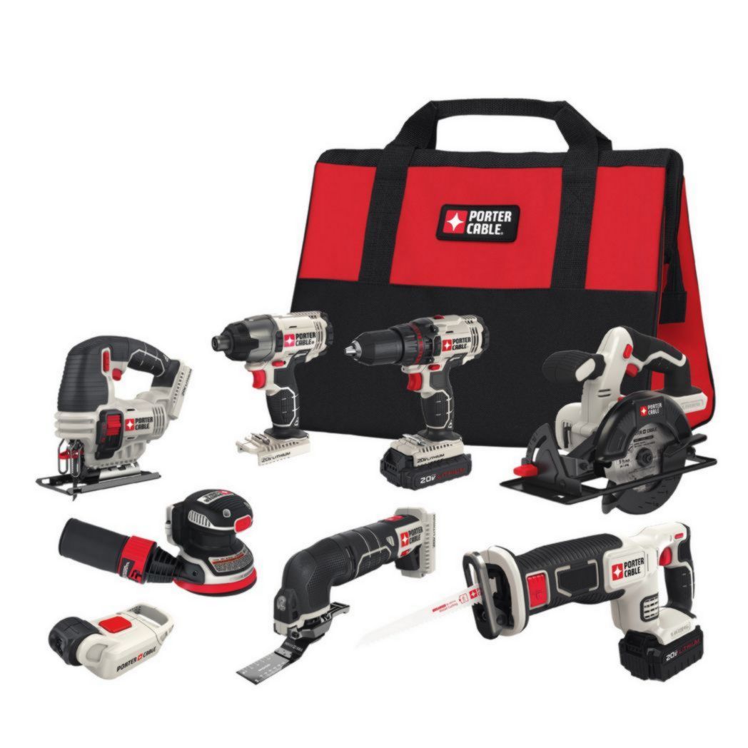 Ensemble combiné de 8 outils Porter-Cable 20 V Max Lithium-Ion, PCCK6118
