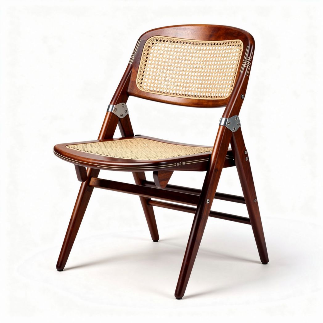 Chaise pliable en bois de teck avec assise en rotin naturel dimensions 45 x 50 x 75cm