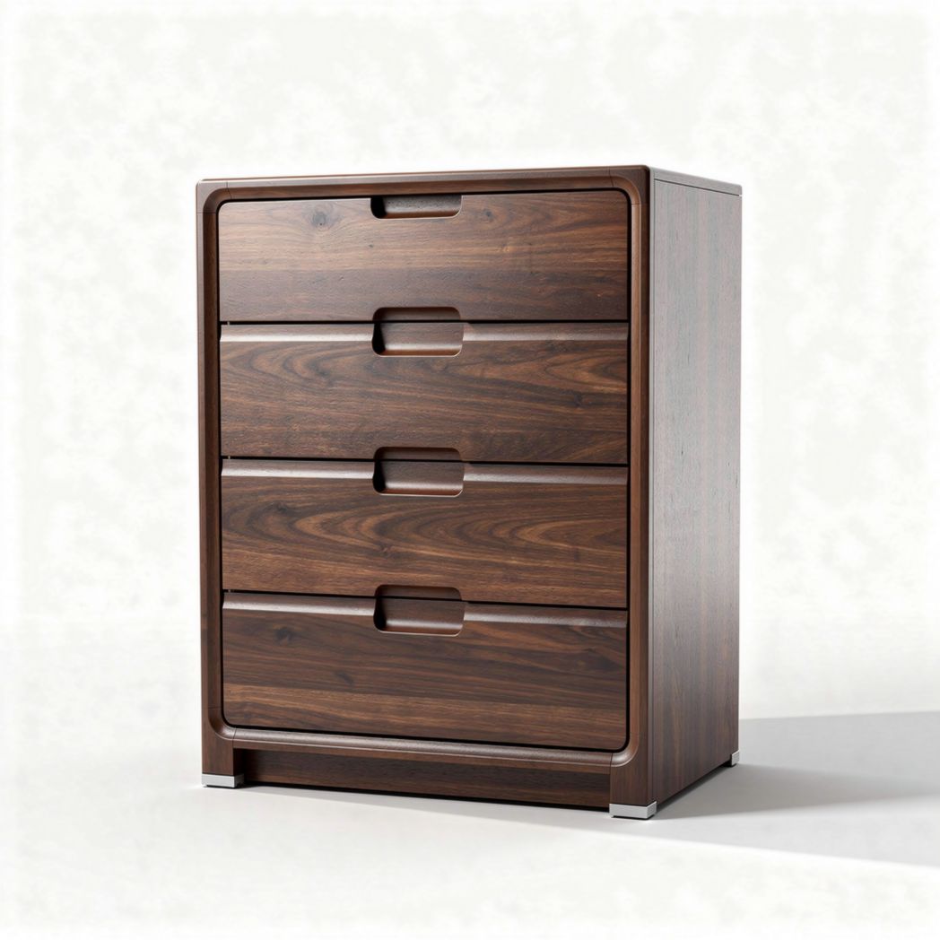 Commode en bois foncé avec quatre tiroirs dimensions 40 x 40 x 80cm
