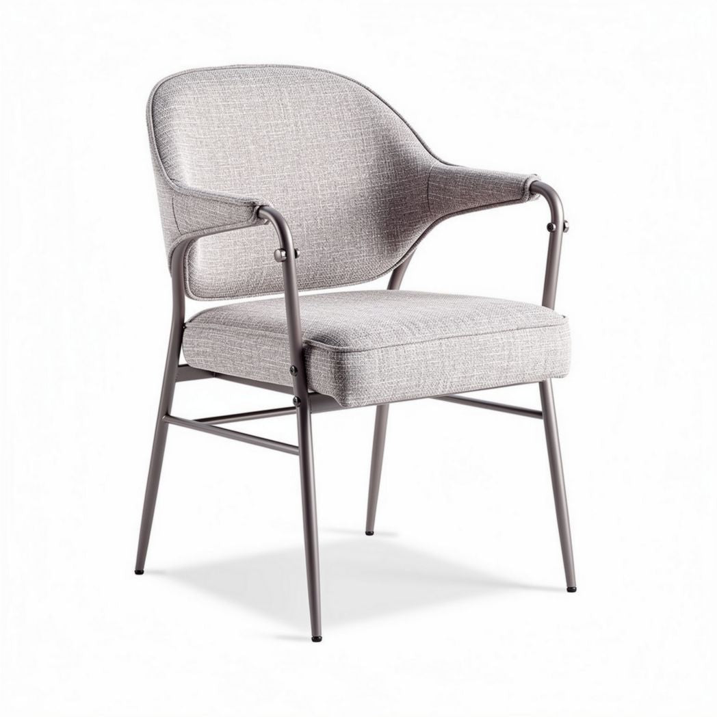 Fauteuil en métal et tissu gris clair Dimensions 60 x 60 x 80cm