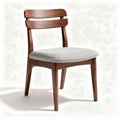 Chaise en bois marron avec assise en tissu gris dimensions 45 x 45 x 85cm