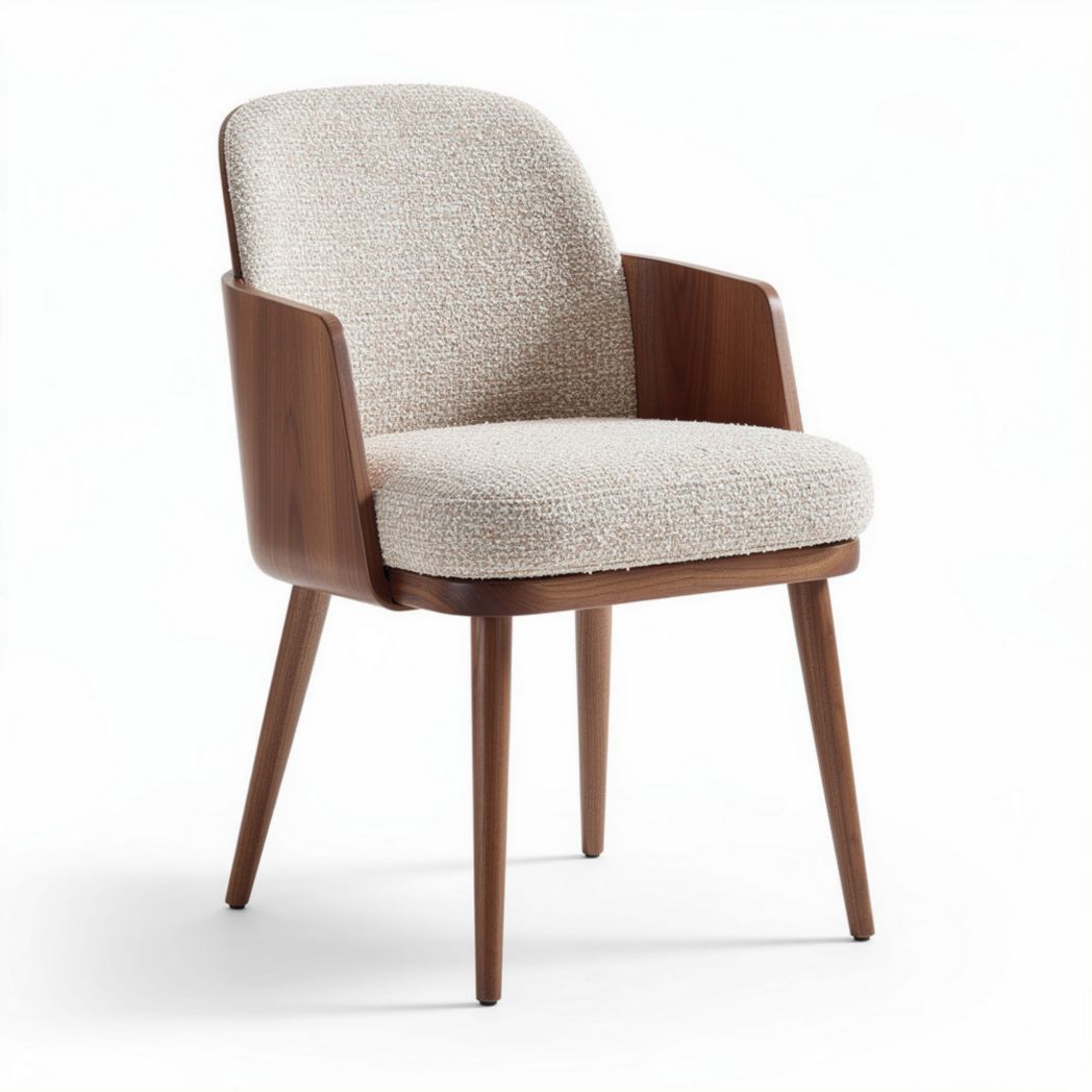 Chaise en bois avec coussin en tissu beige dimensions 60 x 60 x 80cm