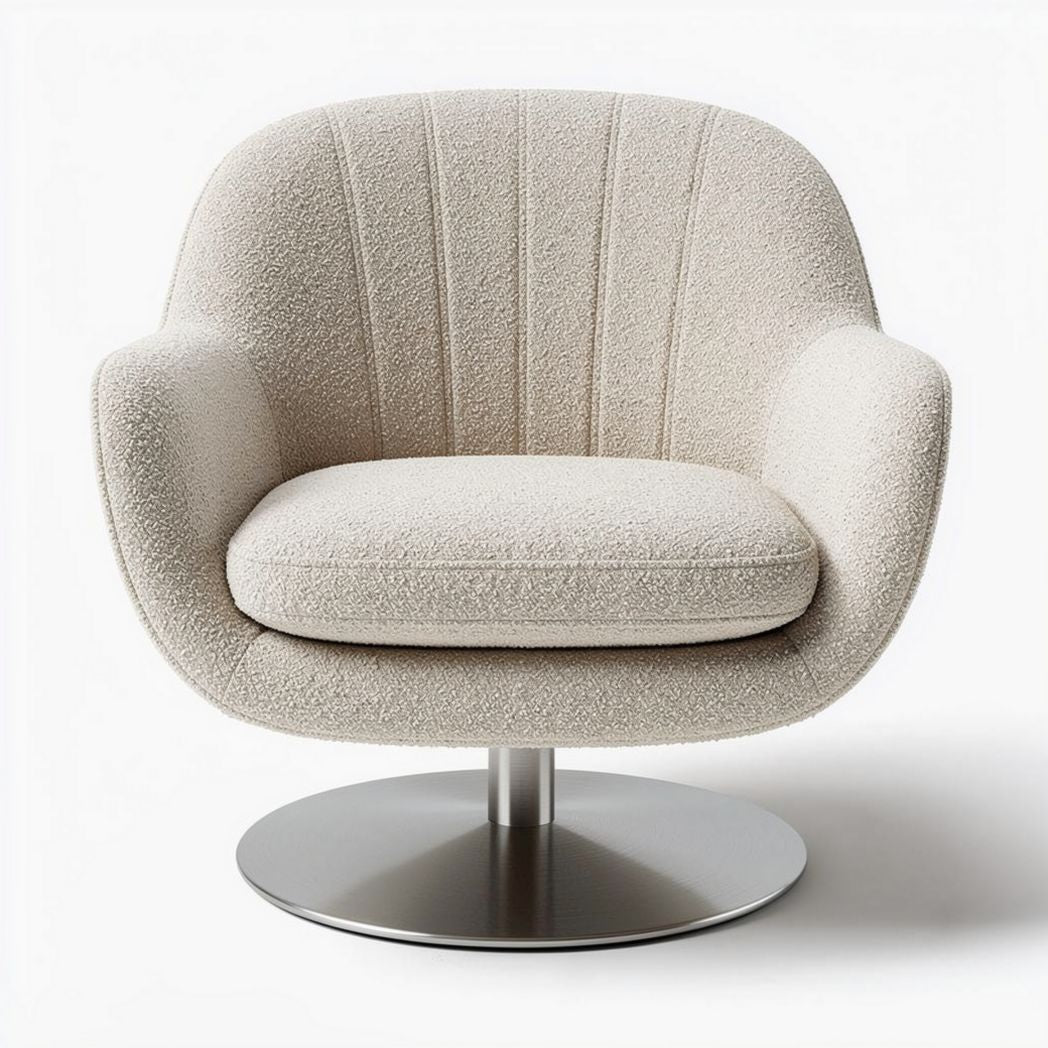 Fauteuil rotatif en tissu bouclette de couleur beige dimensions 80 x 80 x 75cm