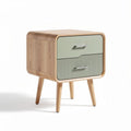 Table de nuit en bois avec tiroirs vert et beige dimensions 40 x 40 x 45cm