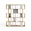 Étagère en bois et métal design moderne 180 x 120 x 30cm pour rangement contemporain