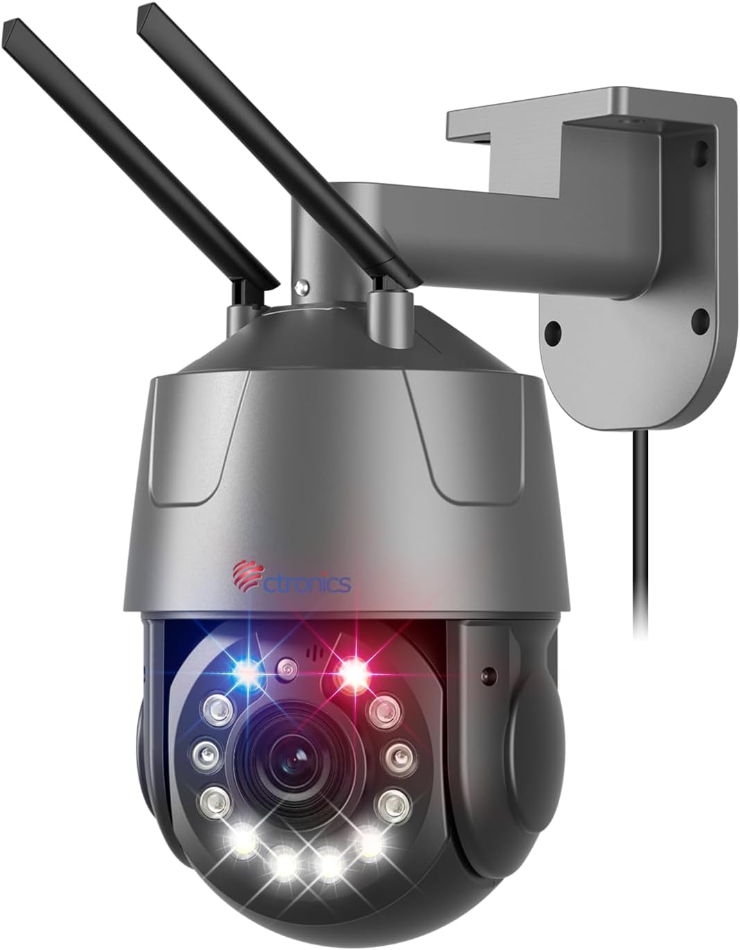 Ctronics 4K 8MP 30X 3D Zoom Optique Caméra Surveillance WiFi Extérieure, Suivi/Cruise/Zoom Auto, Détection Humaine/Véhicule/Animal, Nuit Vision 150M, RB Lumières Alerte, 2,4/5Ghz WiFi, Cloud, Métal(Gris)