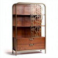 Bibliothèque en bois avec finition métal et panneaux décoratifs 150 x 40 x 200cm