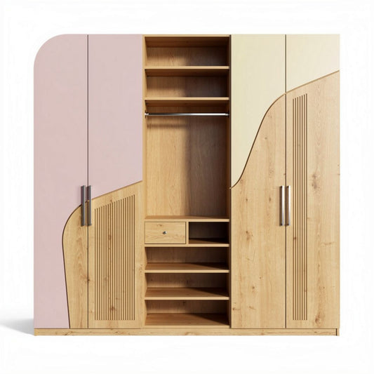 Armoire contemporaine en bois avec espace de rangement et étagères 150 x 60 x 200cm