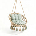 Chaise suspendue en rotin avec coussins en coton vert de 80 x 80 x 100cm