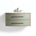 Meuble de salle de bain suspendu en bois et verre vert 80 x 40 x 15cm