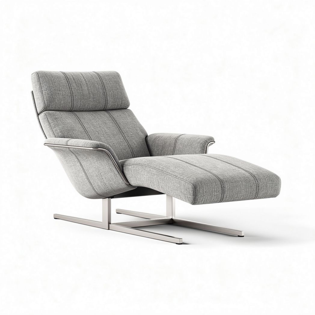 Fauteuil inclinable en tissu gris avec structure en métal 80 x 80 x 90cm