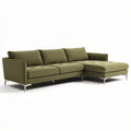 Canapé d'angle en tissu vert 240 x 90 x 85cm avec pieds en métal inoxydable