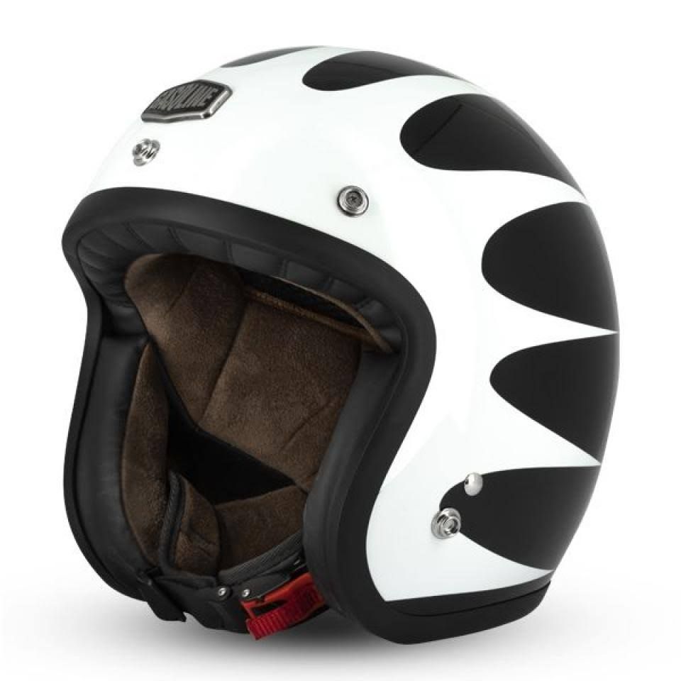 Gasoline Casque Café Racer S250 noir rouge(Noir/Blanc)