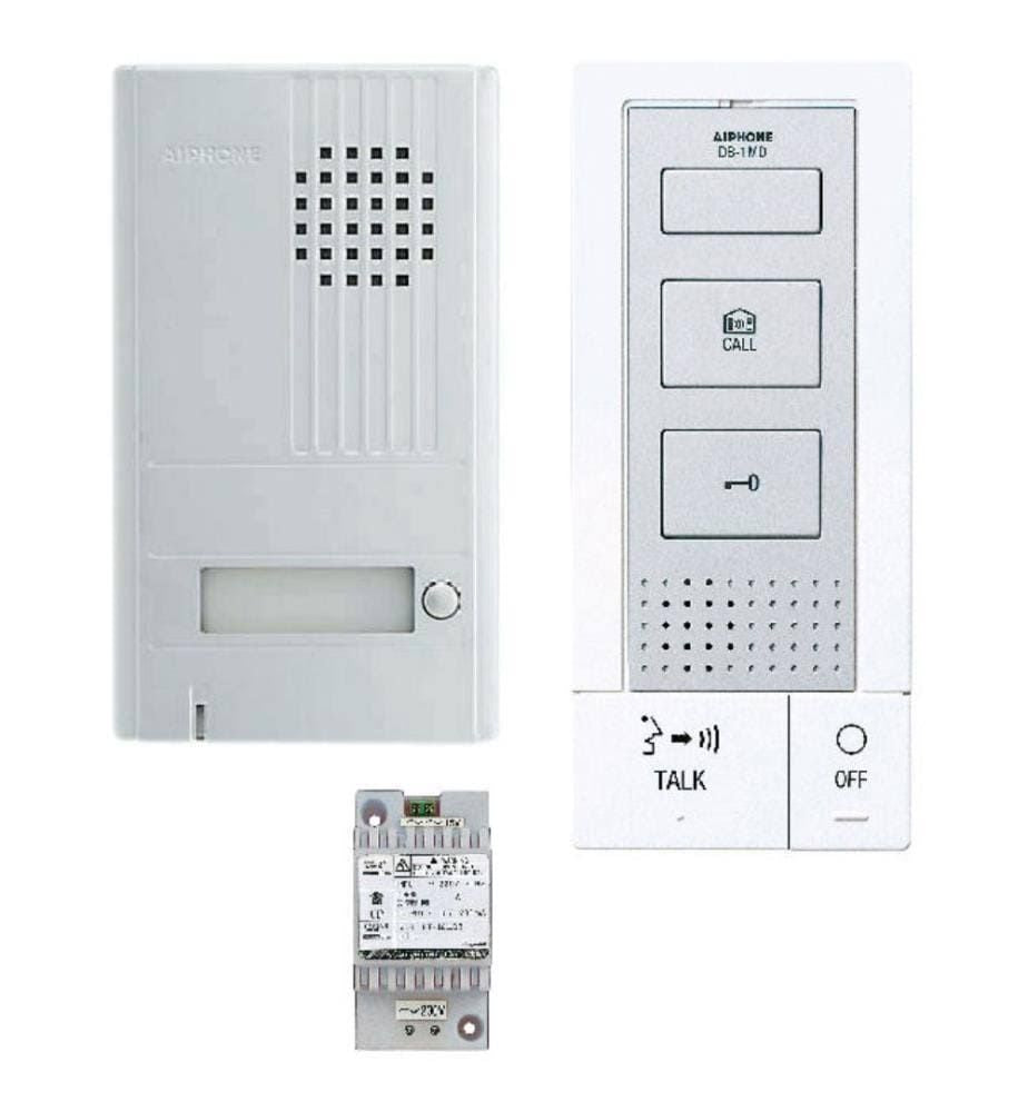 Aiphone Kit portier audio 2 fils mains-libres(Gris/Blanc)
