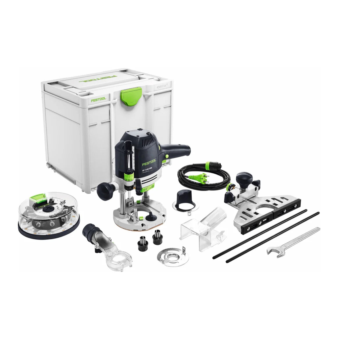 Festool OF 1400 EBQ-Plus + Box-OF-S Défonceuse 1400 W 6 - 12,7 mm ( 576540 ) + 10 pcs. jeu de fraises + Systainer(défaut)
