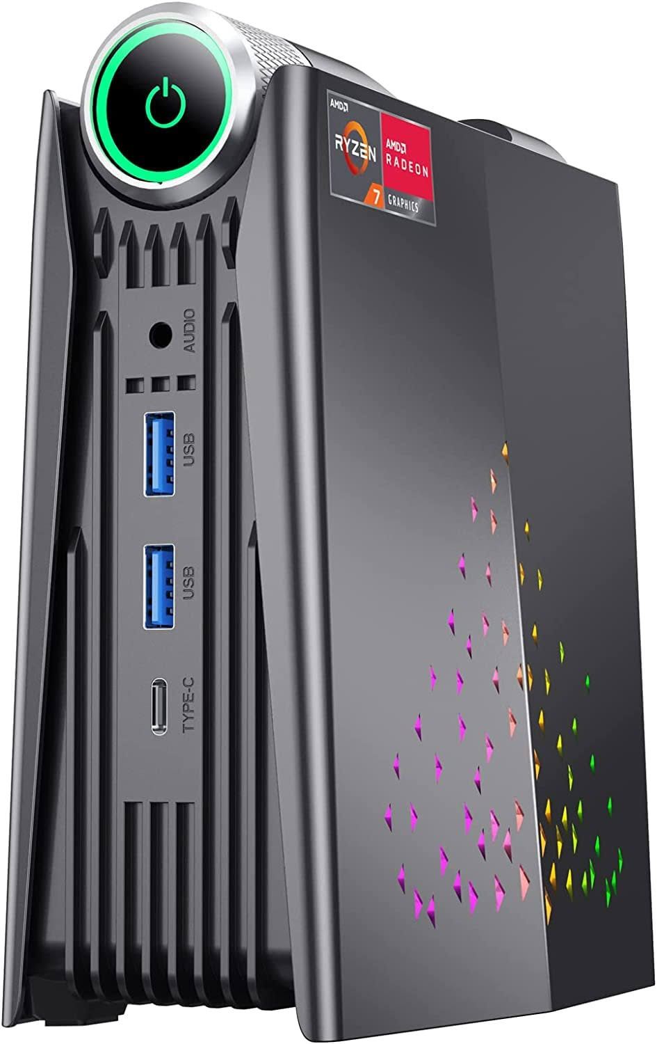 ACEMAGICIAN Mini PC AMD Ryzen 5 5600U (jusqu'à 4,2 GHz), Micro Ordinateur de Bureau 16 Go de RAM 512 Go SSD M.2 avec réglage 3 Modes, écran HDMI/DP/(Noir)