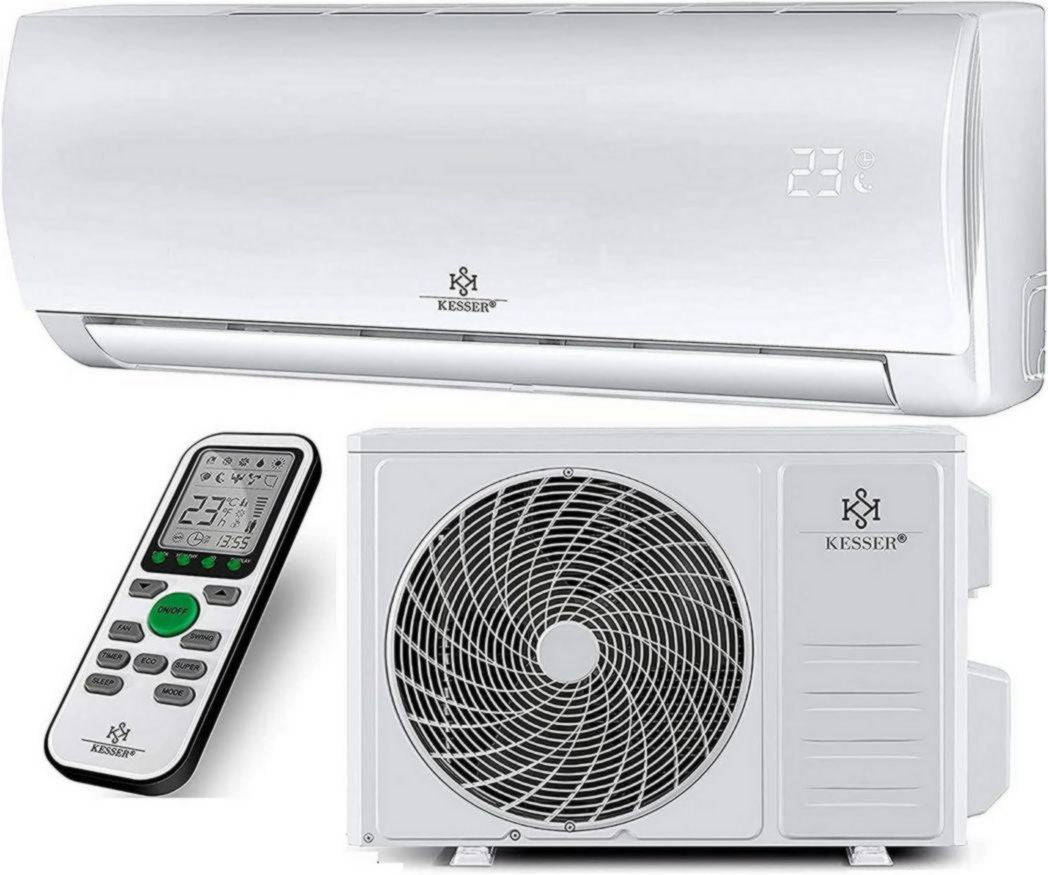Climatiseur réversible KESSER® SET - Climatiseur avec fonction Wi-Fi/application - Refroidissement A++ / Chauffage A+, Réfrigérant R32 - Écran LCD, Split 12 000 BTU/h / 3 400 W - Anthracite(Split 9000 BTU/h / 2600 Watt)