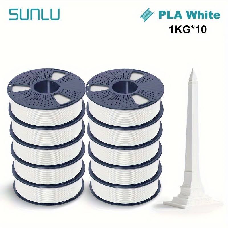 10KG Sunlu Filament PLA pour imprimante 3D, filament PLA de 1.75 mm, filament d'impression 3D, faible odeur, précision dimensionnelle +/- 0.02 mm, (2(Blanc)