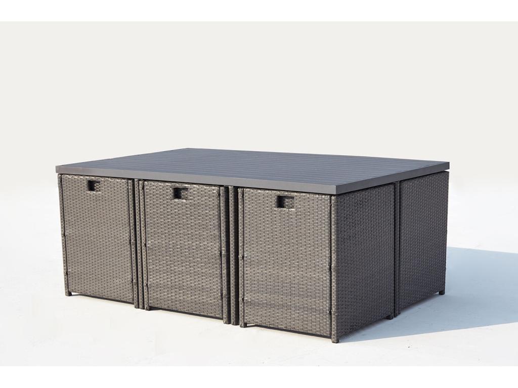 Salon Jardin Encastrable - Gris(Gris)